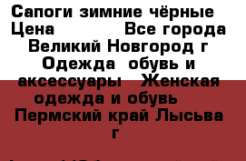 Сапоги зимние чёрные › Цена ­ 3 000 - Все города, Великий Новгород г. Одежда, обувь и аксессуары » Женская одежда и обувь   . Пермский край,Лысьва г.